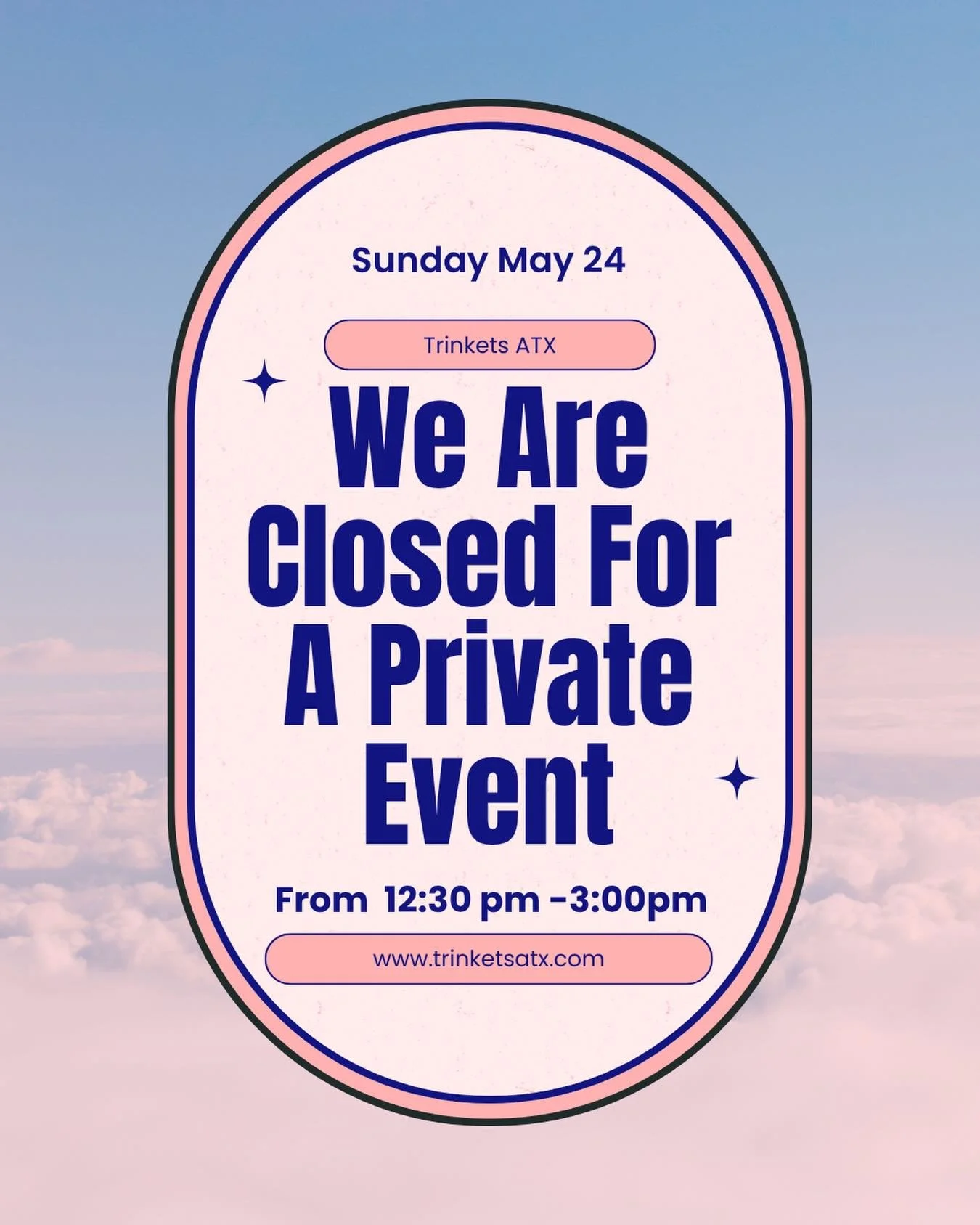 Happy Sunday! We have a private event today! See you from 3-7pm
