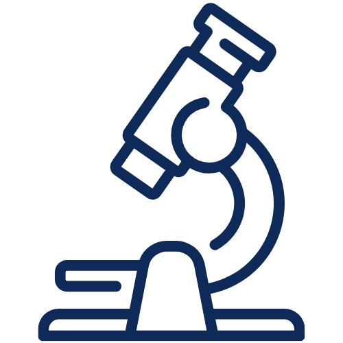 Icon of a blue microscope, symbolizing reviewing financials with the Breakwater financial controller plan.