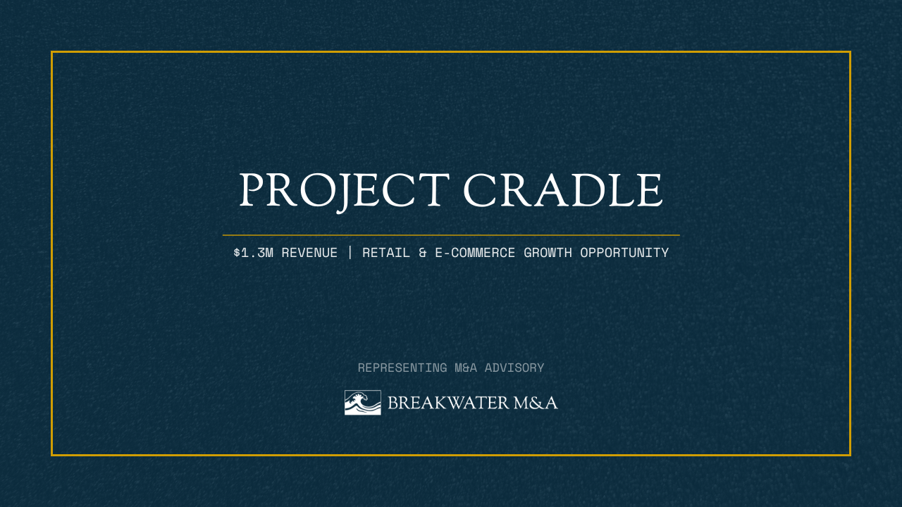 Listing image for Project Cradle a $1.3M retail and e-commerce store for sale in Saskatchewan represented by Breakwater M&A.