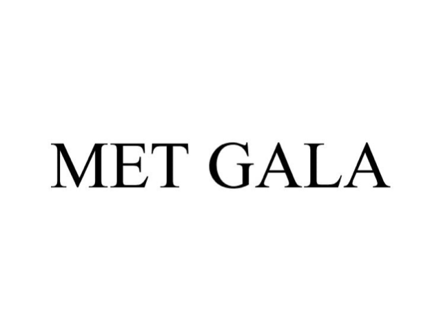 Text reading 'MET GALA' in black font on a white background.
