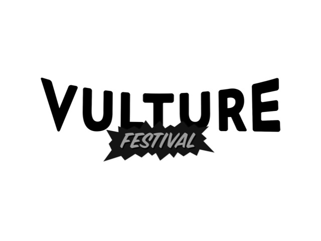 Vulture Festival logo with the word "Festival" in a black banner across the middle of the word "Vulture".
