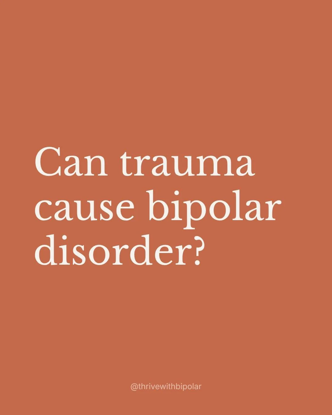 Trauma isn't a direct cause of bipolar disorder. However, trauma, especially childhood trauma, is a risk factor. It can influence when symptoms first appear, and it can lead to more severe symptoms.

#bipolardisorder #bipolarsupport #bipolar1 #bipola