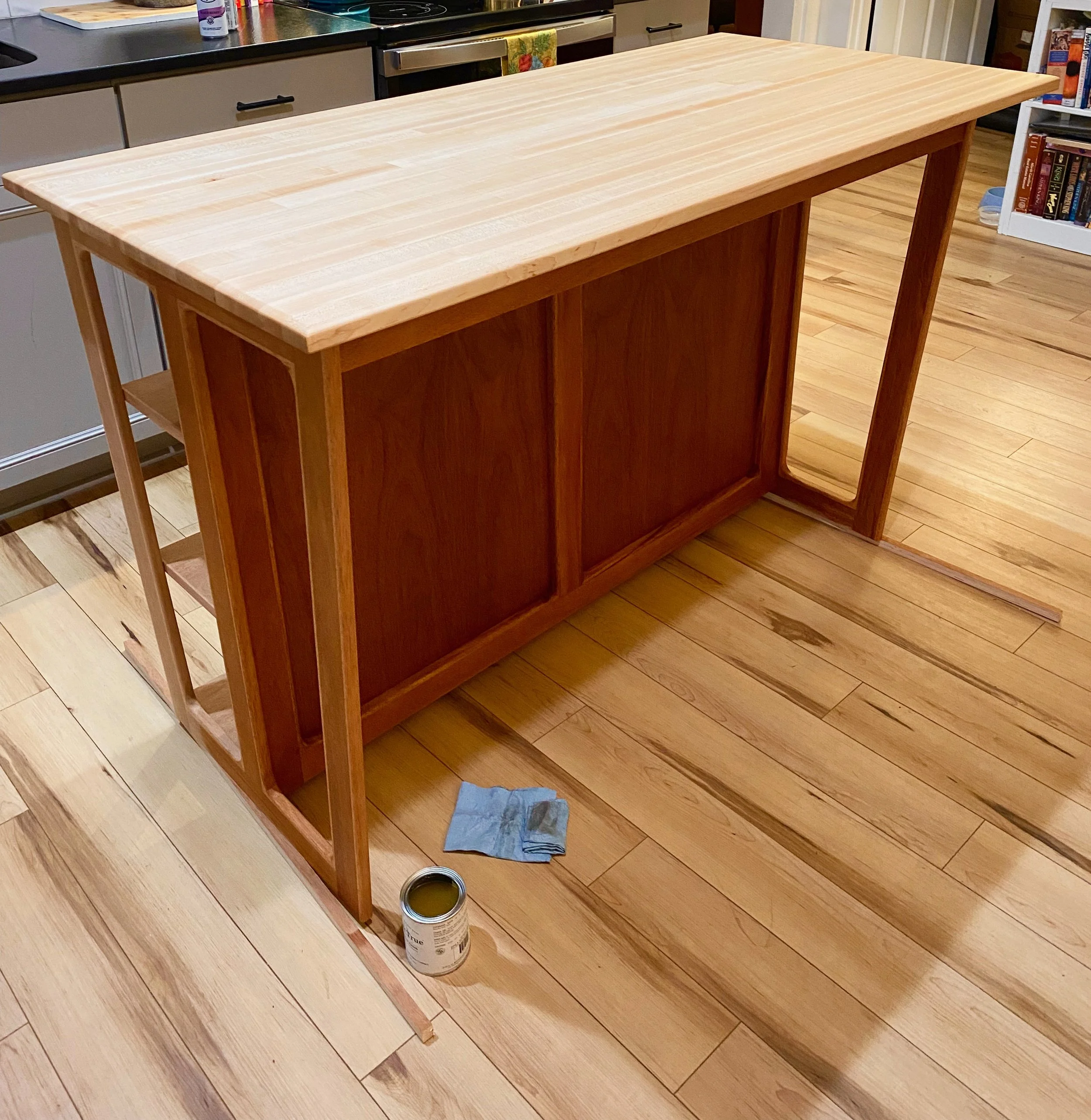 MCM Kitchen Island - getting oiled and finished