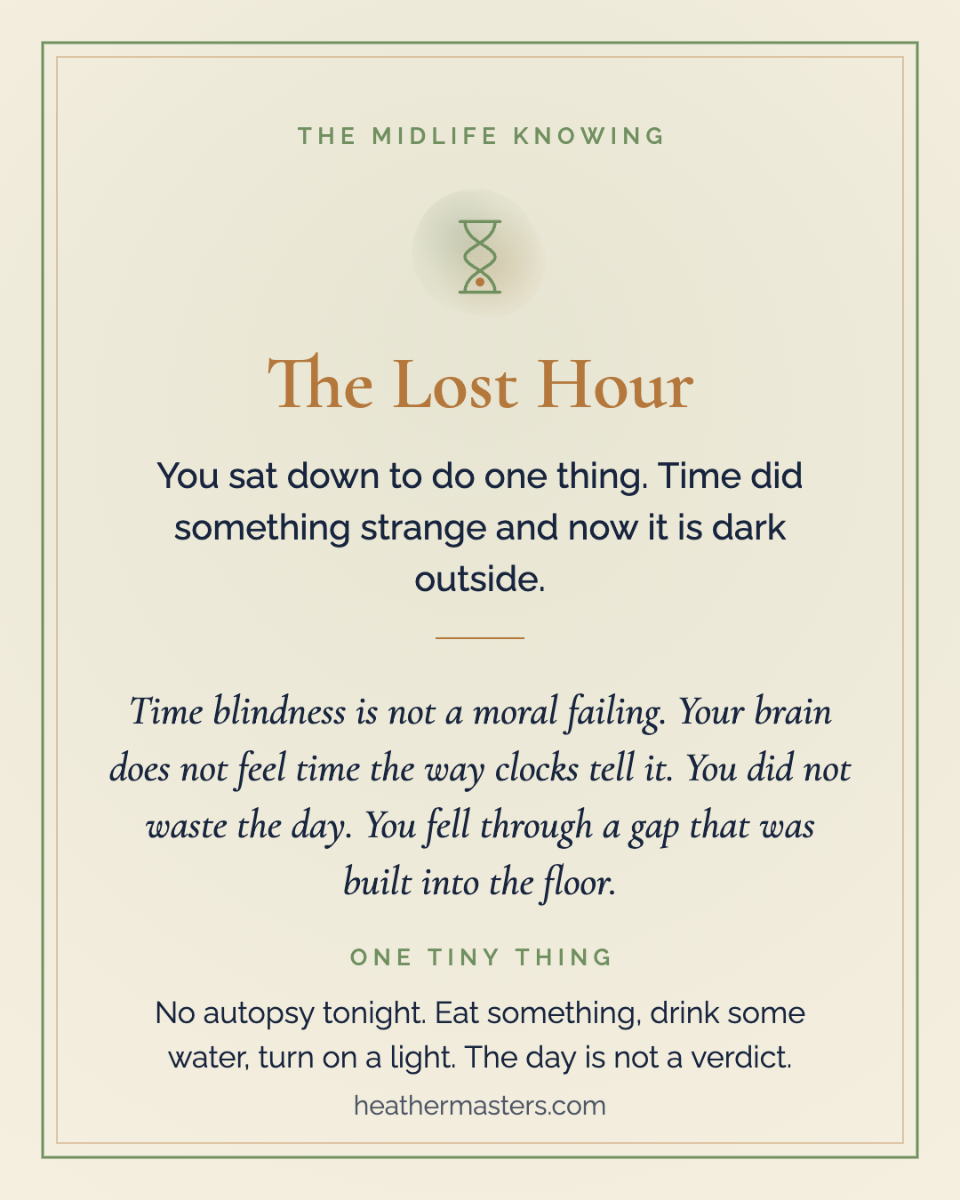 A snapshot of the text on a card from a deck called The Midlife Knowing.