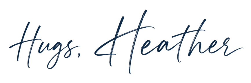 Written text Hugs, Heather