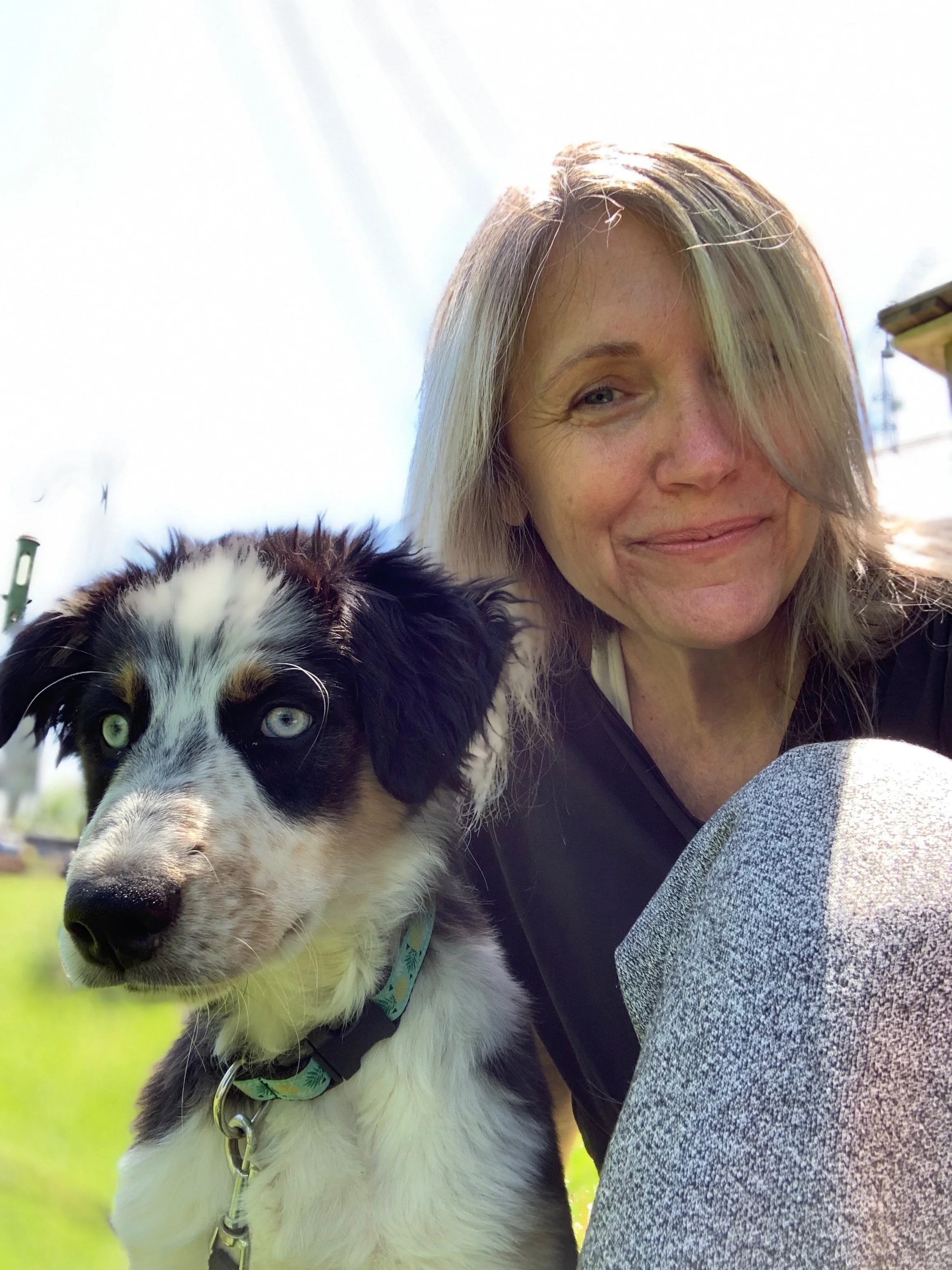 Heather Masters with her dog Millie in rural Ontario, Canada