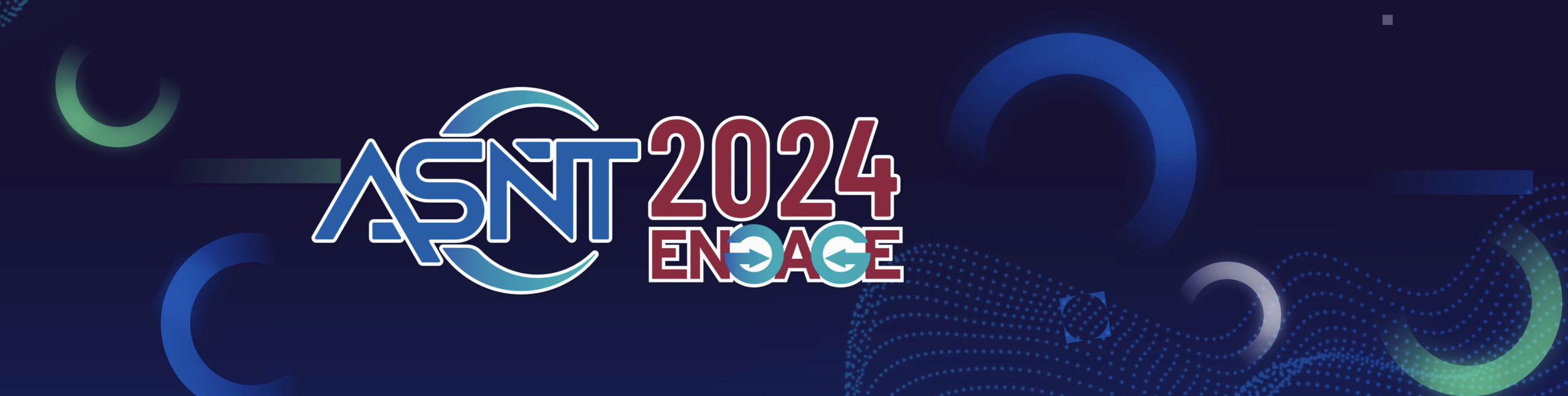 ASNT 2024 Engage logo on dark abstract background.