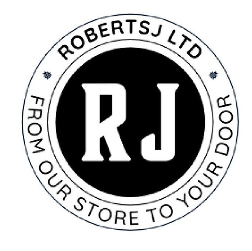 Logo of RobertsJ Ltd with "RJ" in the center, and the text "From Our Store to Your Door" around the border.