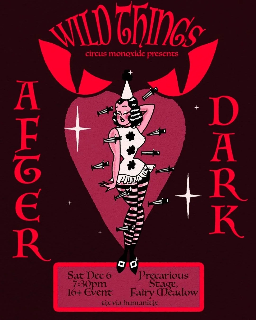 🔥 WILD THINGS AFTER DARK 🔥
Circus Monoxide&rsquo;s adults-only showcase is here! And it&rsquo;s bursting with flair, finesse, and a whole lot of fun!

Expect acrobatics that amaze, aerials that awe, and cabaret-inspired acts that will leave you gri