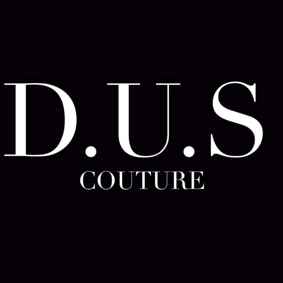 Logo with text "D.U.S Couture" on a black background.