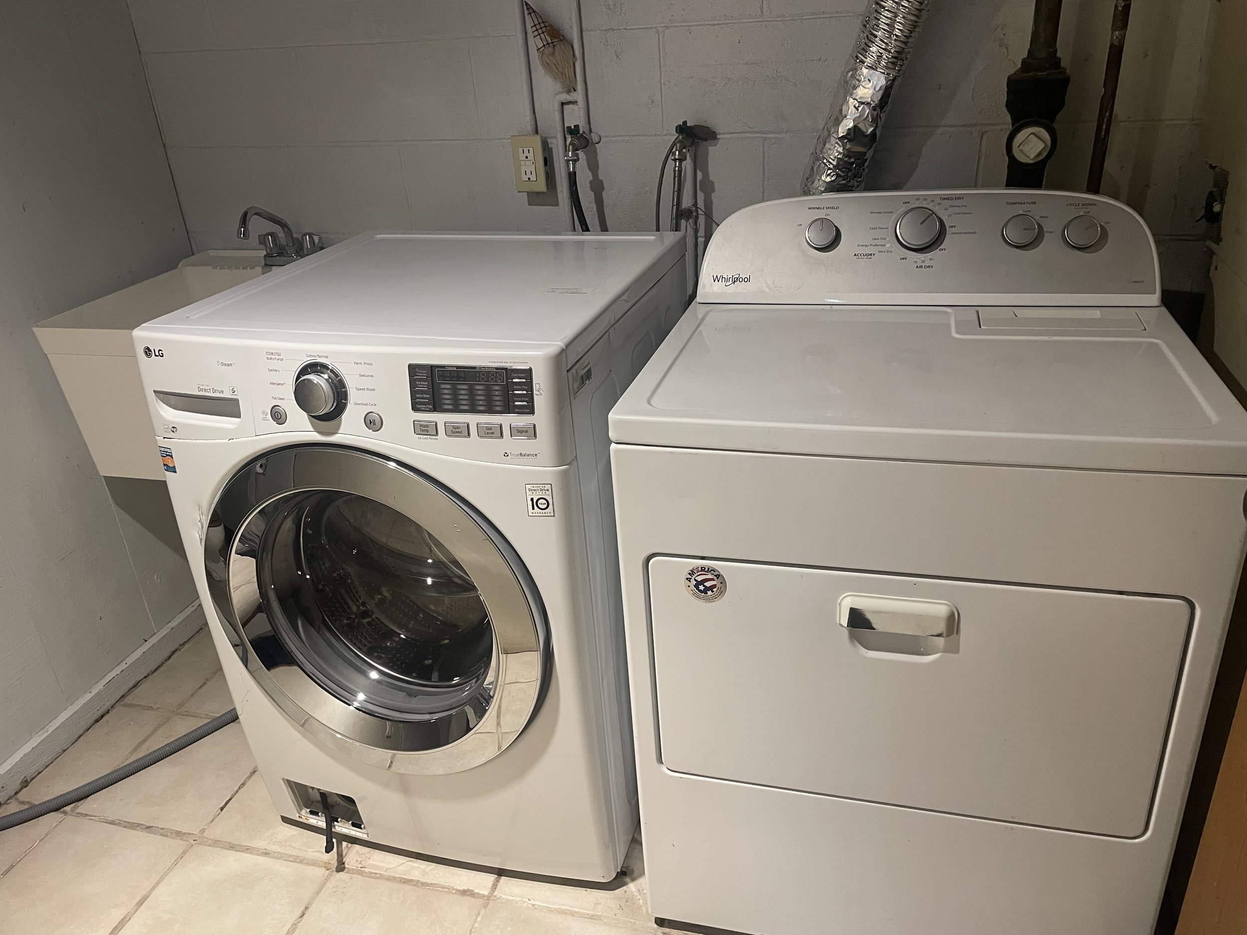 Washer/dryer in basement bathroom