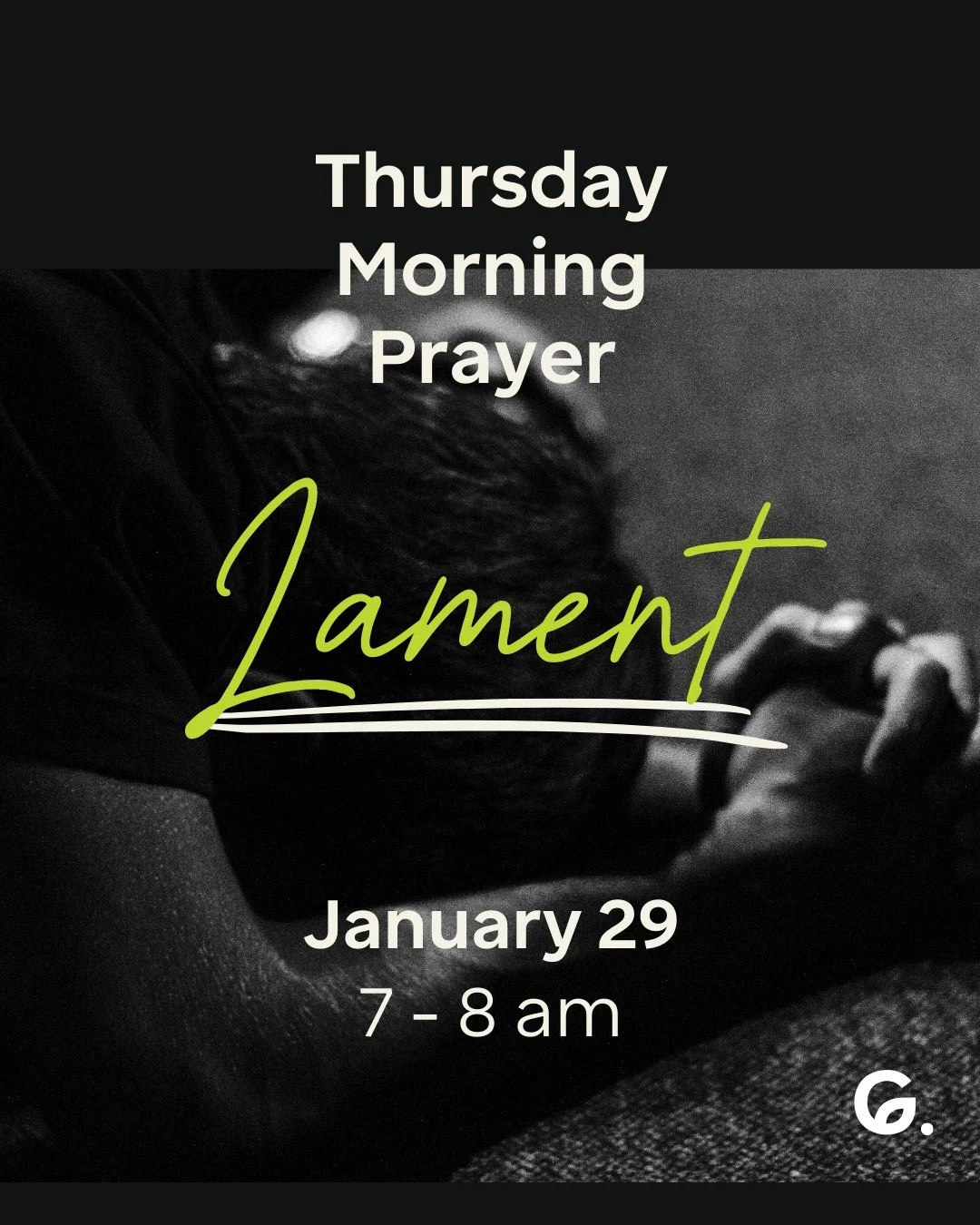 This week's Thursday morning prayer call is dedicated to the spiritual practice of lament. 🌿

In response to the ongoing national turmoil and near-constant stream of grief and fear we are experiencing, join us for a time of reflection on Scripture a