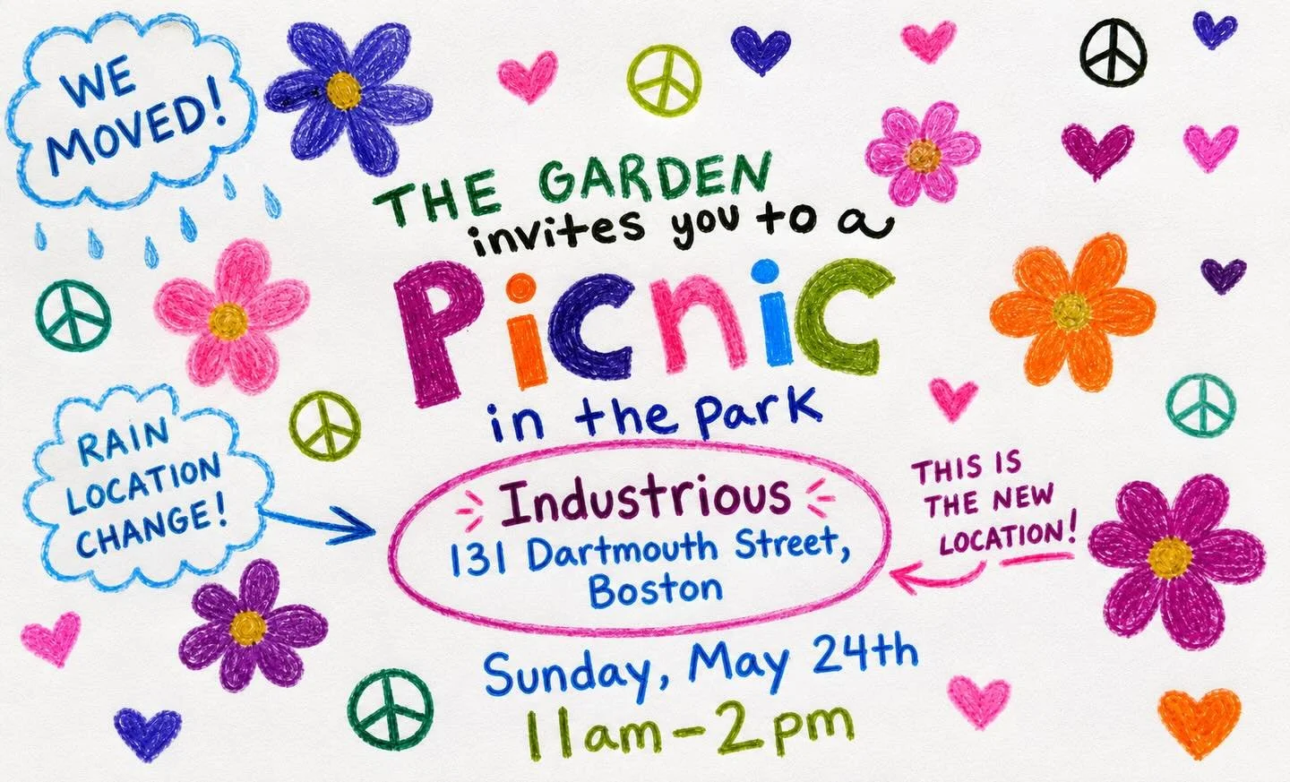 Location change! Tomorrow's picnic has moved indoors due to the rain! We're still on for bites, games, art, and music! RSVP in bio

See you at 11AM