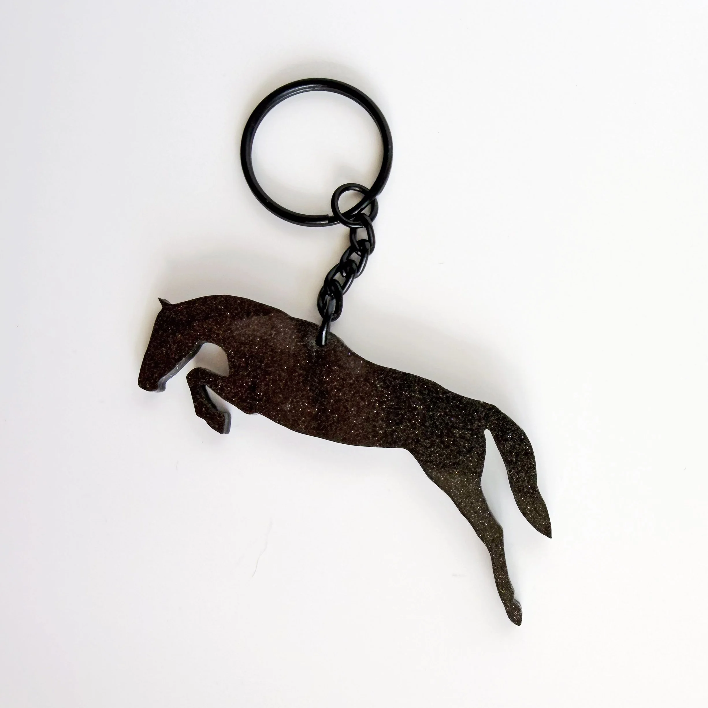 Black Glitter Jumping Horse Keychain (Copy)