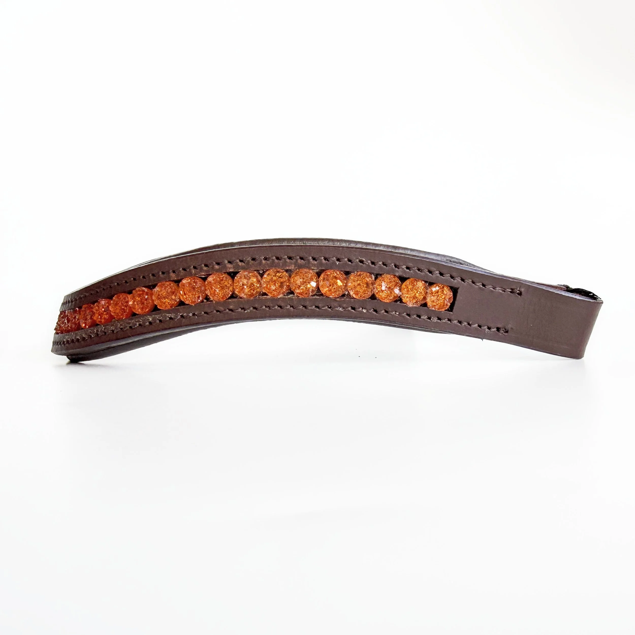 Orange Druzy Beaded Leather Browband