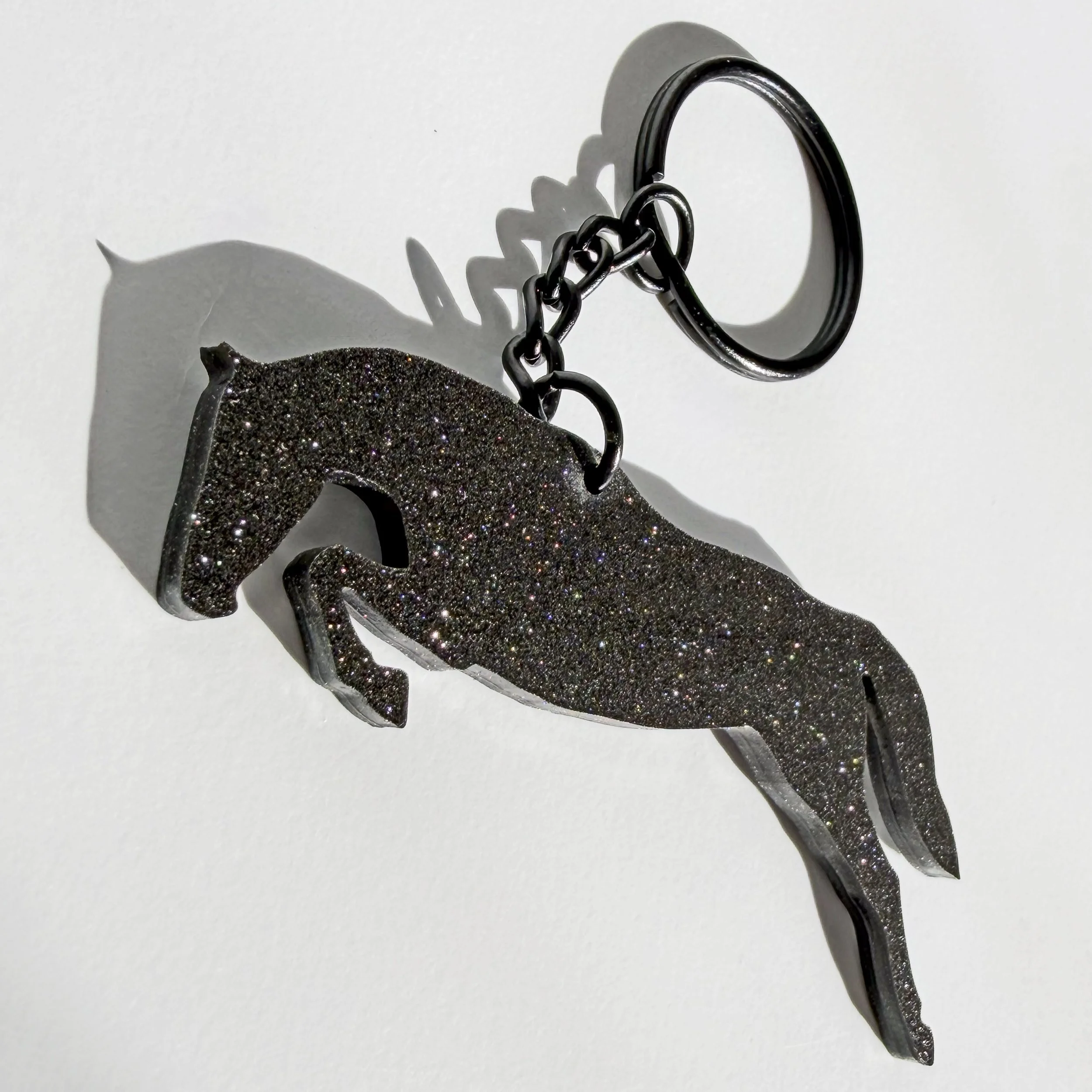 Black Glitter Jumping Horse Keychain (Copy)