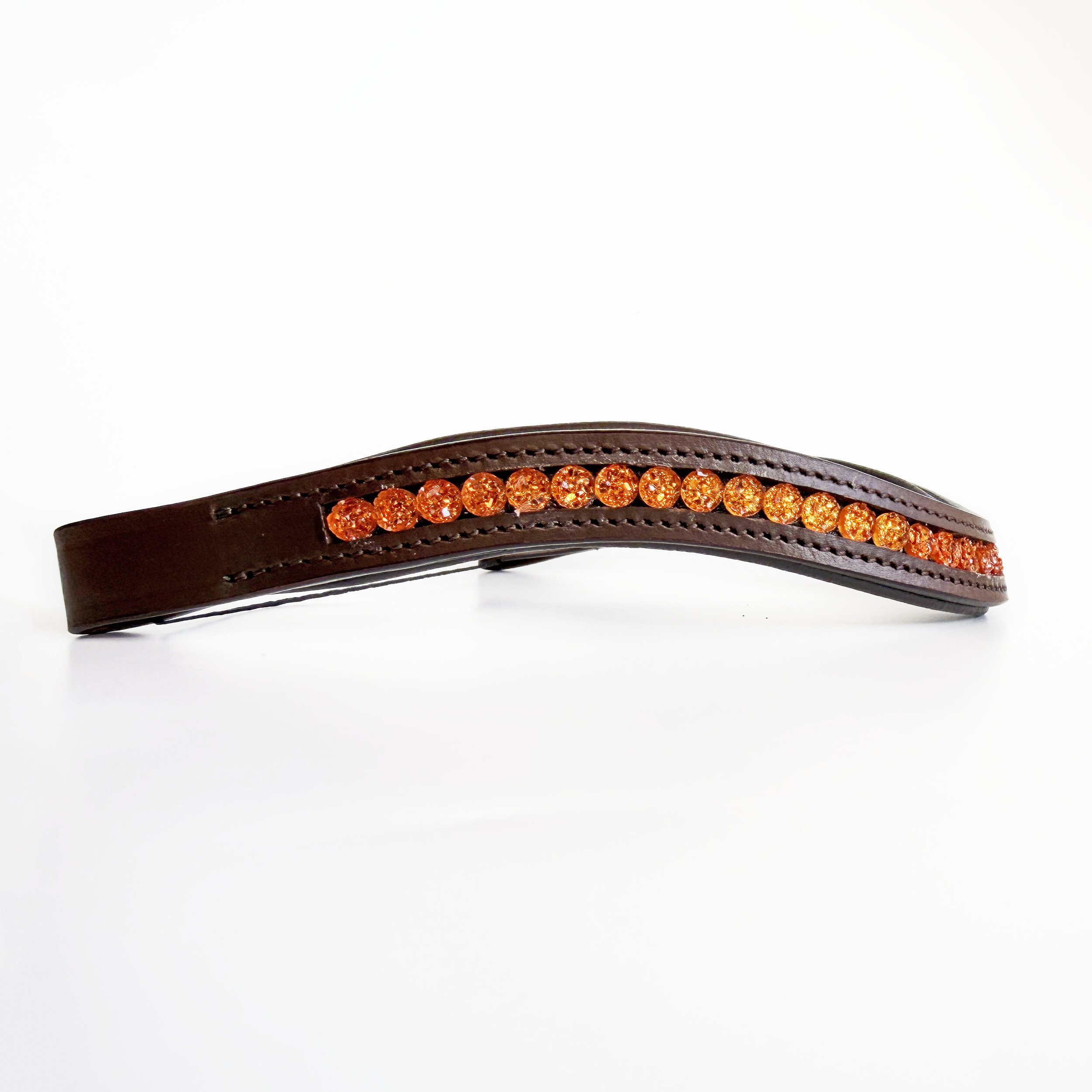 Orange Druzy Beaded Leather Browband