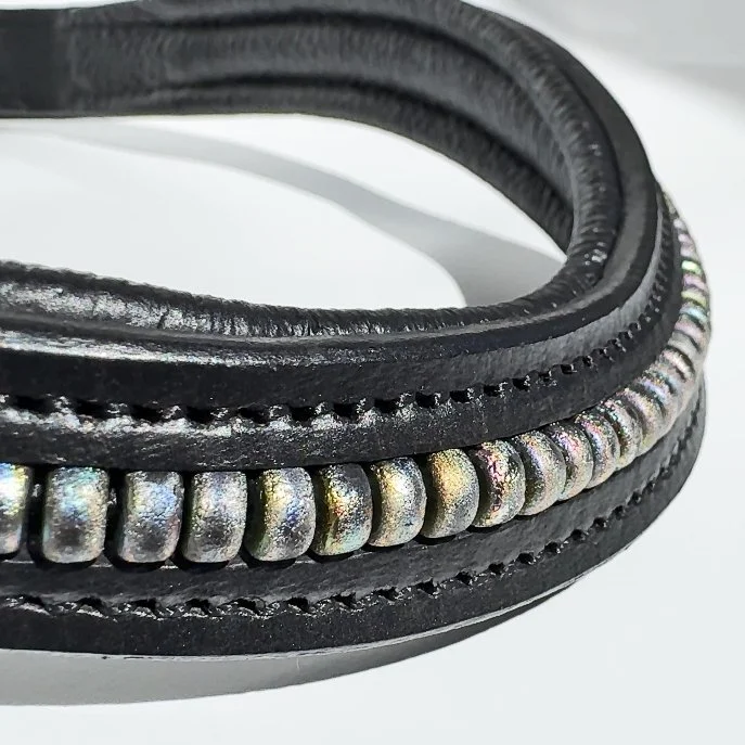 Iridescent Silver Beaded Browband