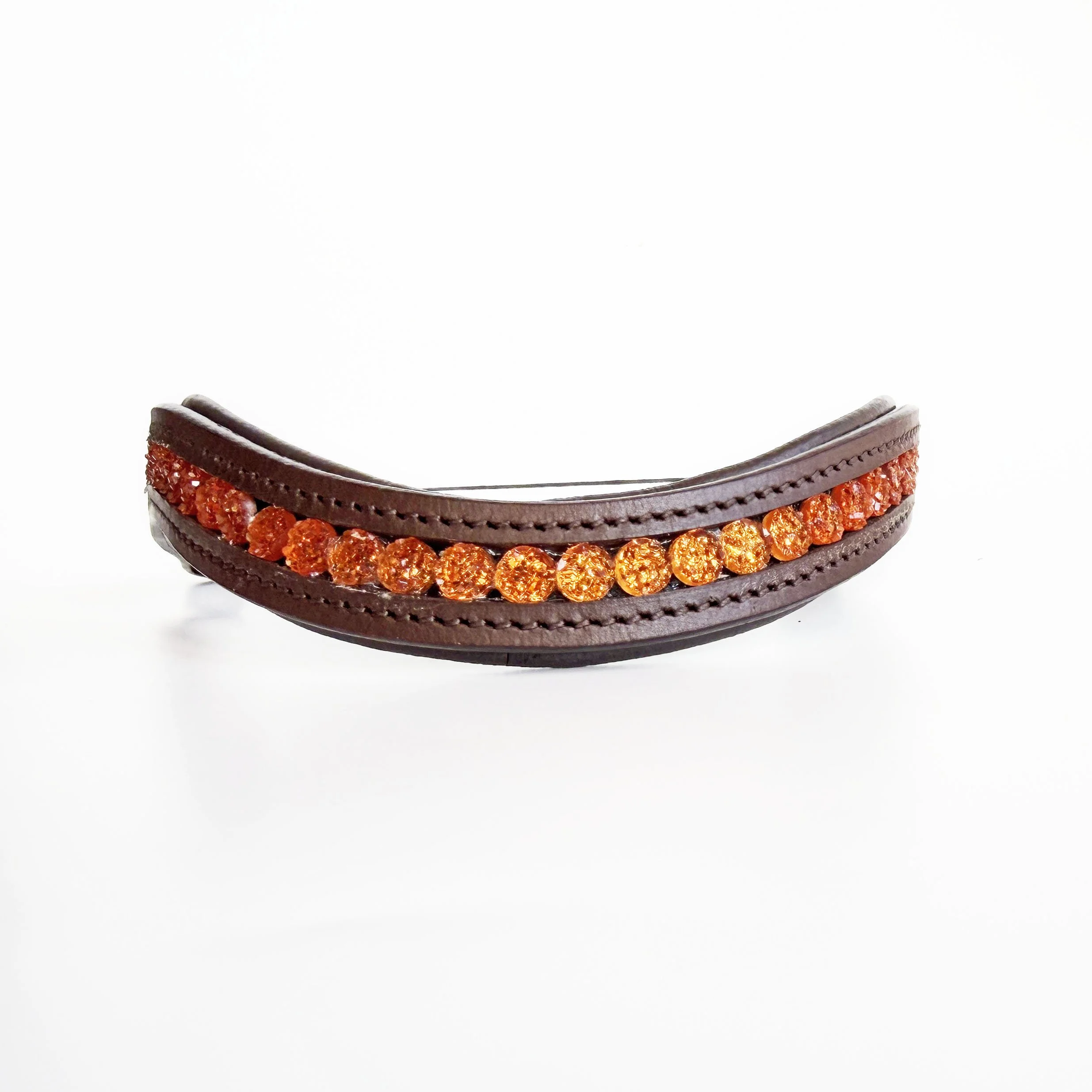 Orange Druzy Beaded Leather Browband