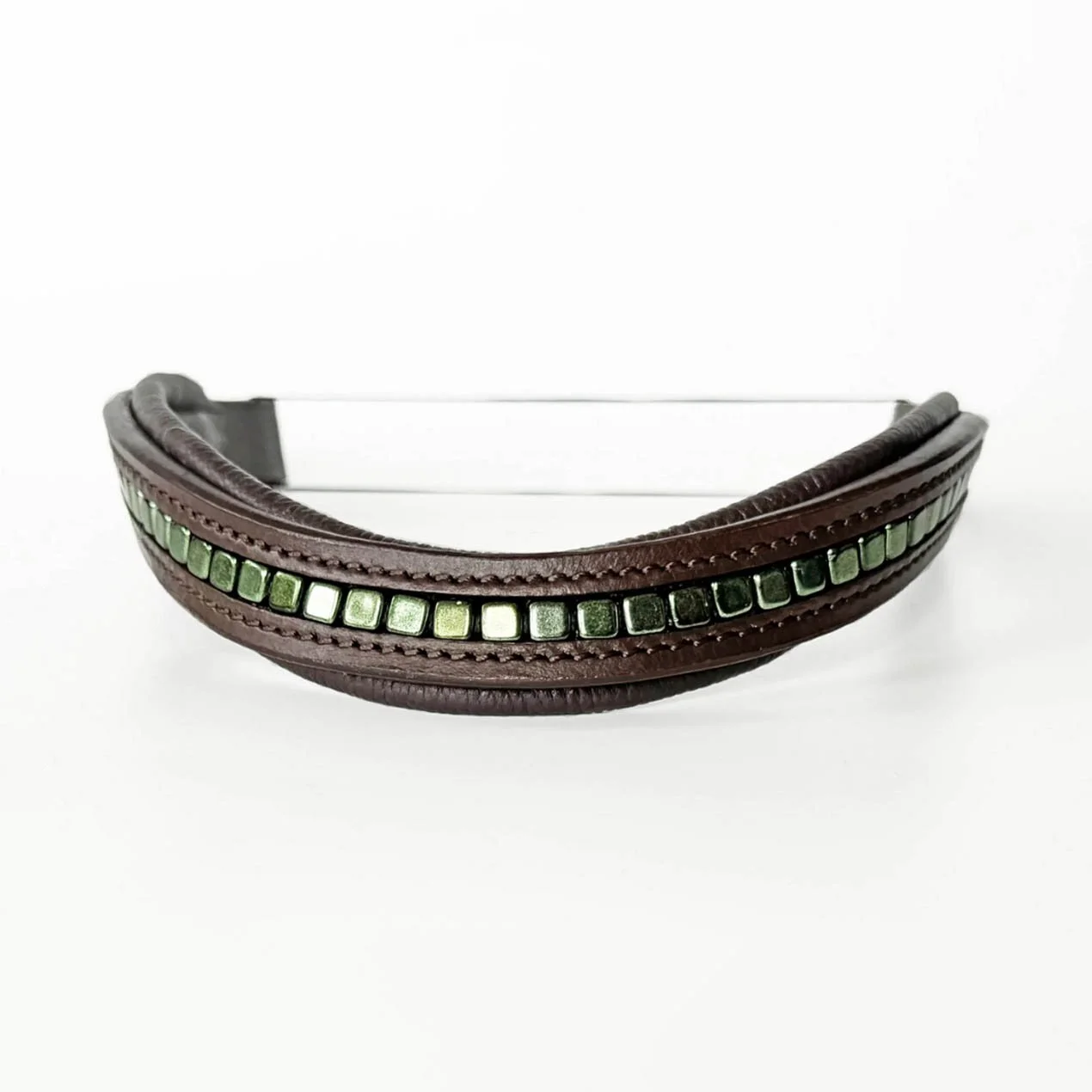 Metallic Green Beaded Browband