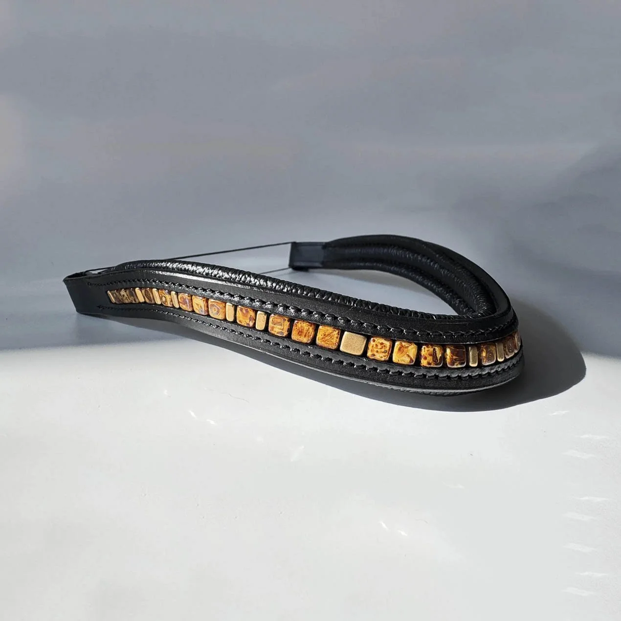 Brown and Gold Beaded Browband.jpg.jpg