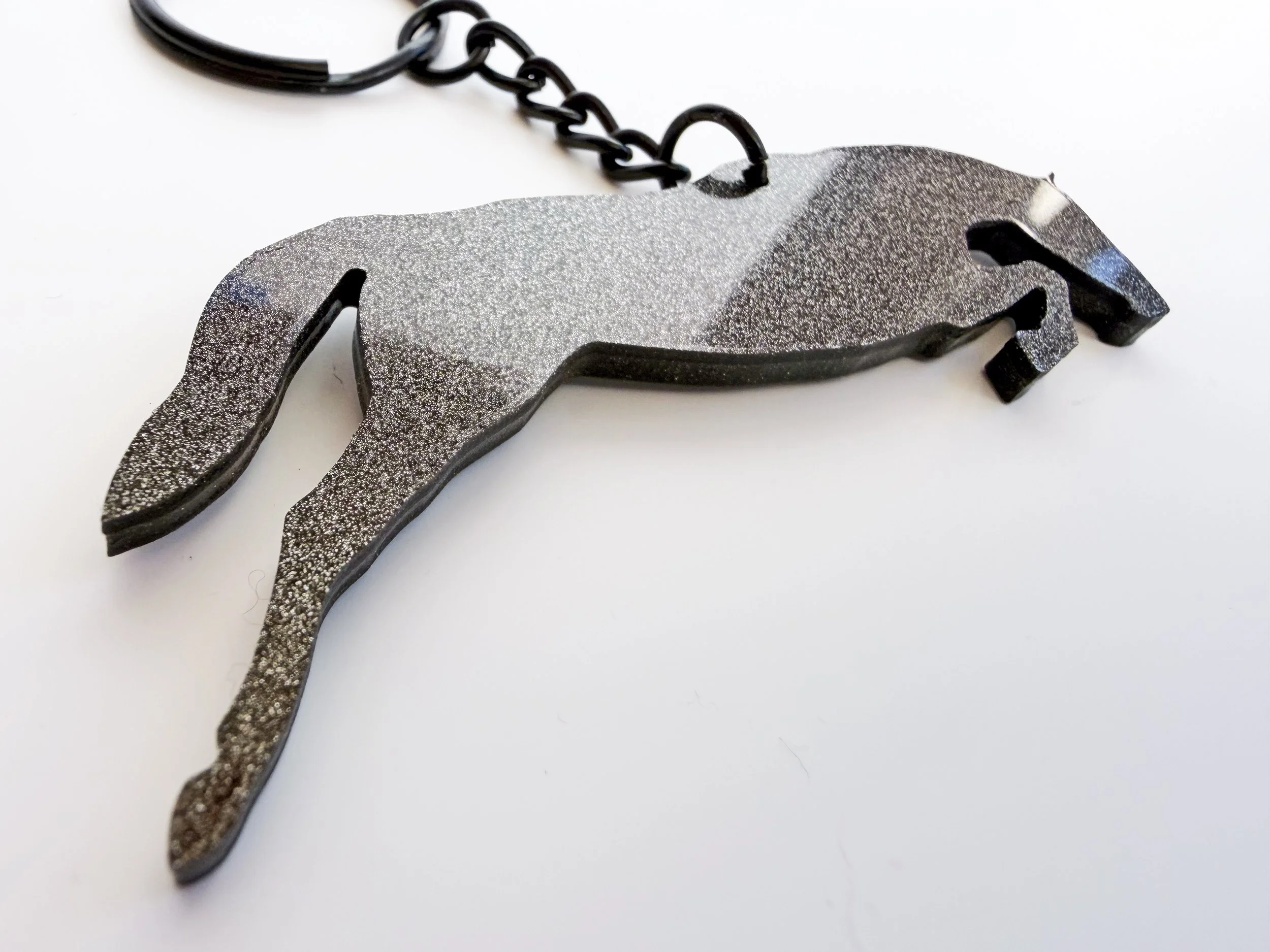 Black Glitter Jumping Horse Keychain (Copy)