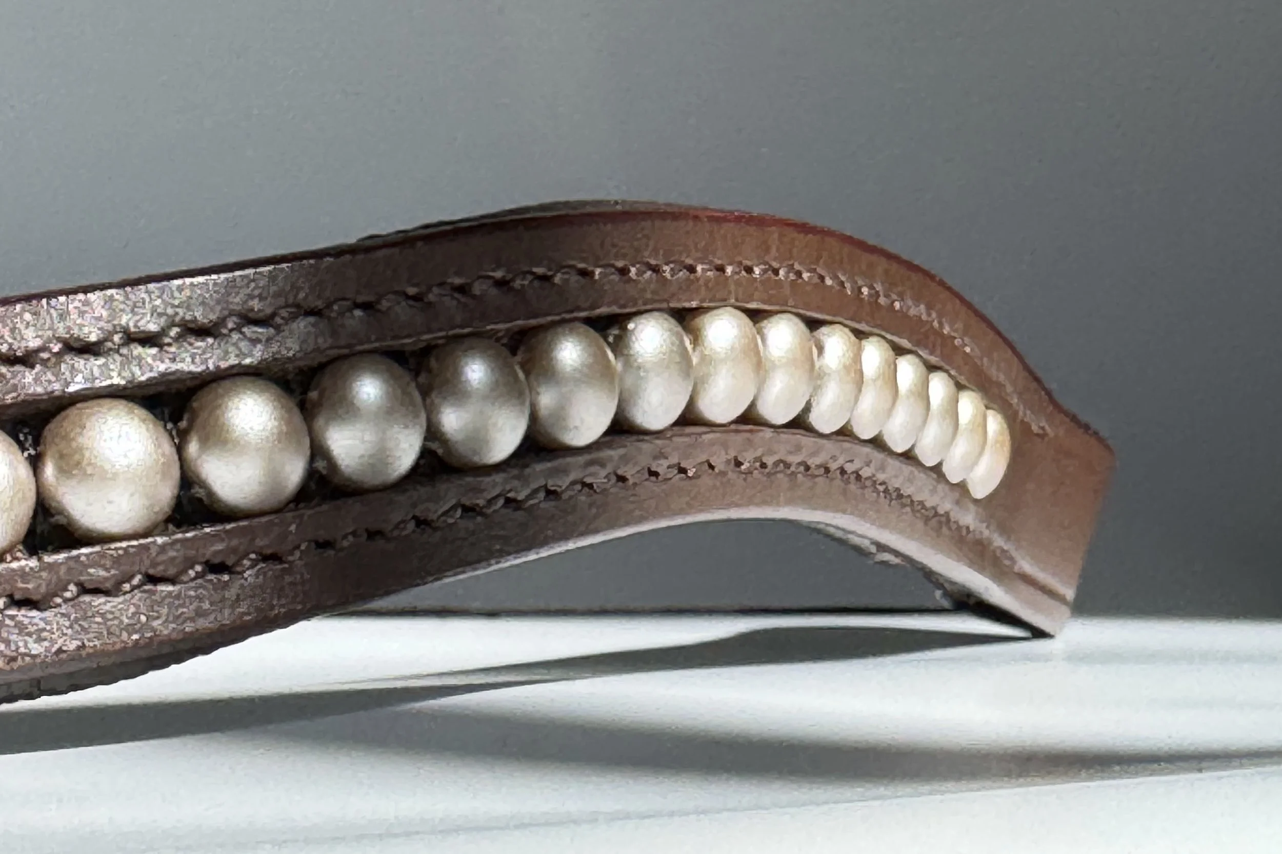 unique gold and brown beaded browband