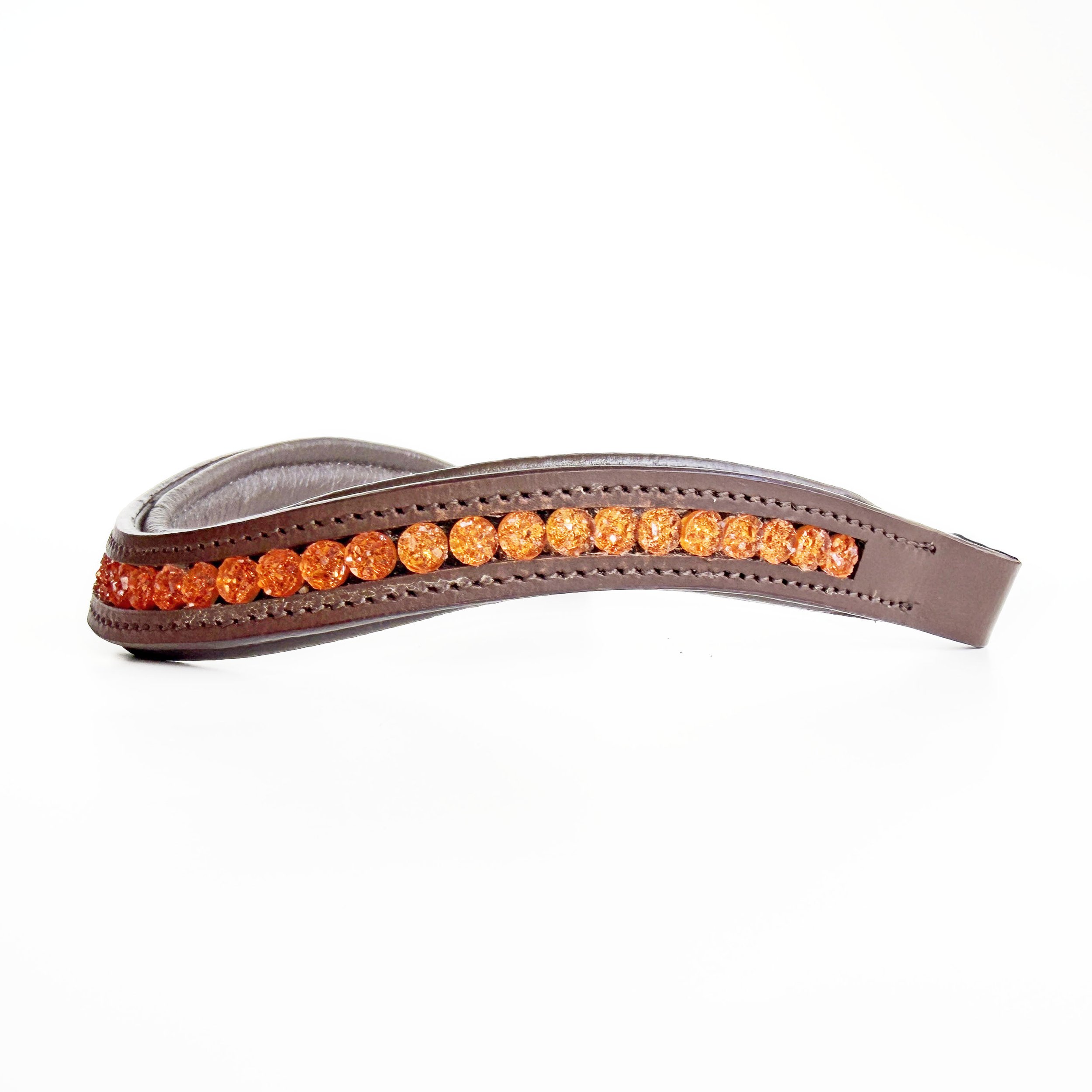 Orange Druzy Beaded Leather Browband