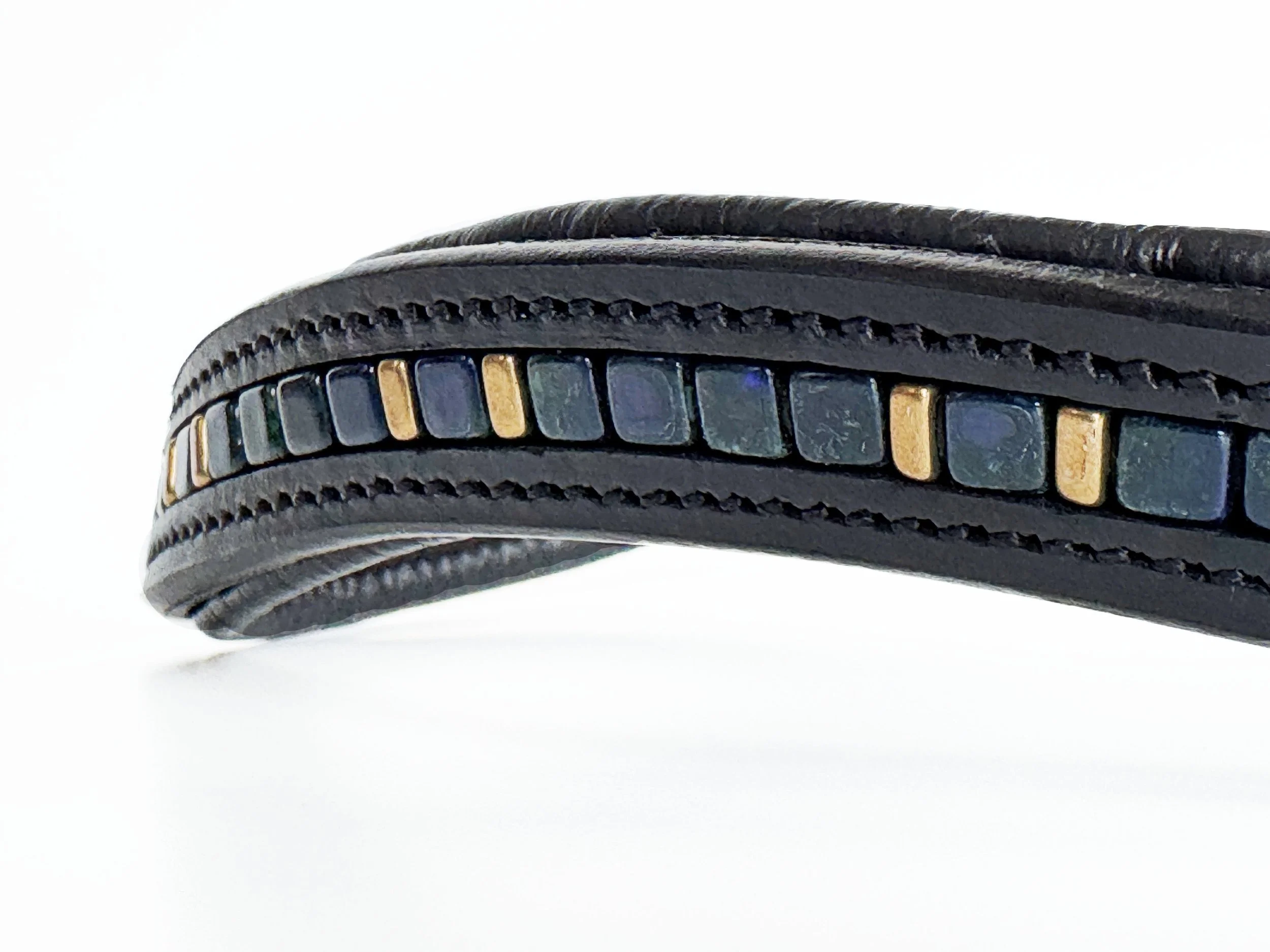 Blue & Gold Beaded Browband