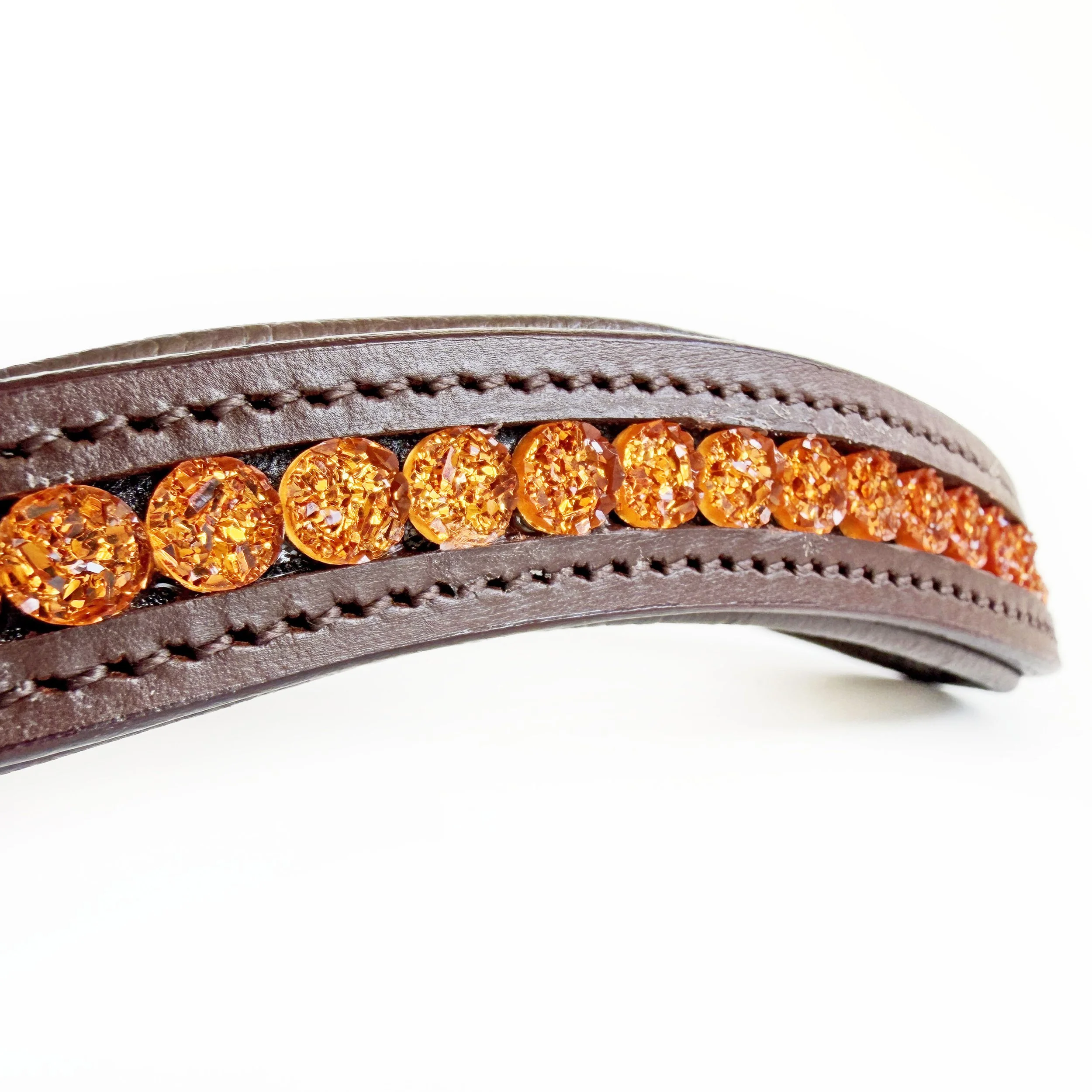 Orange Druzy Beaded Leather Browband