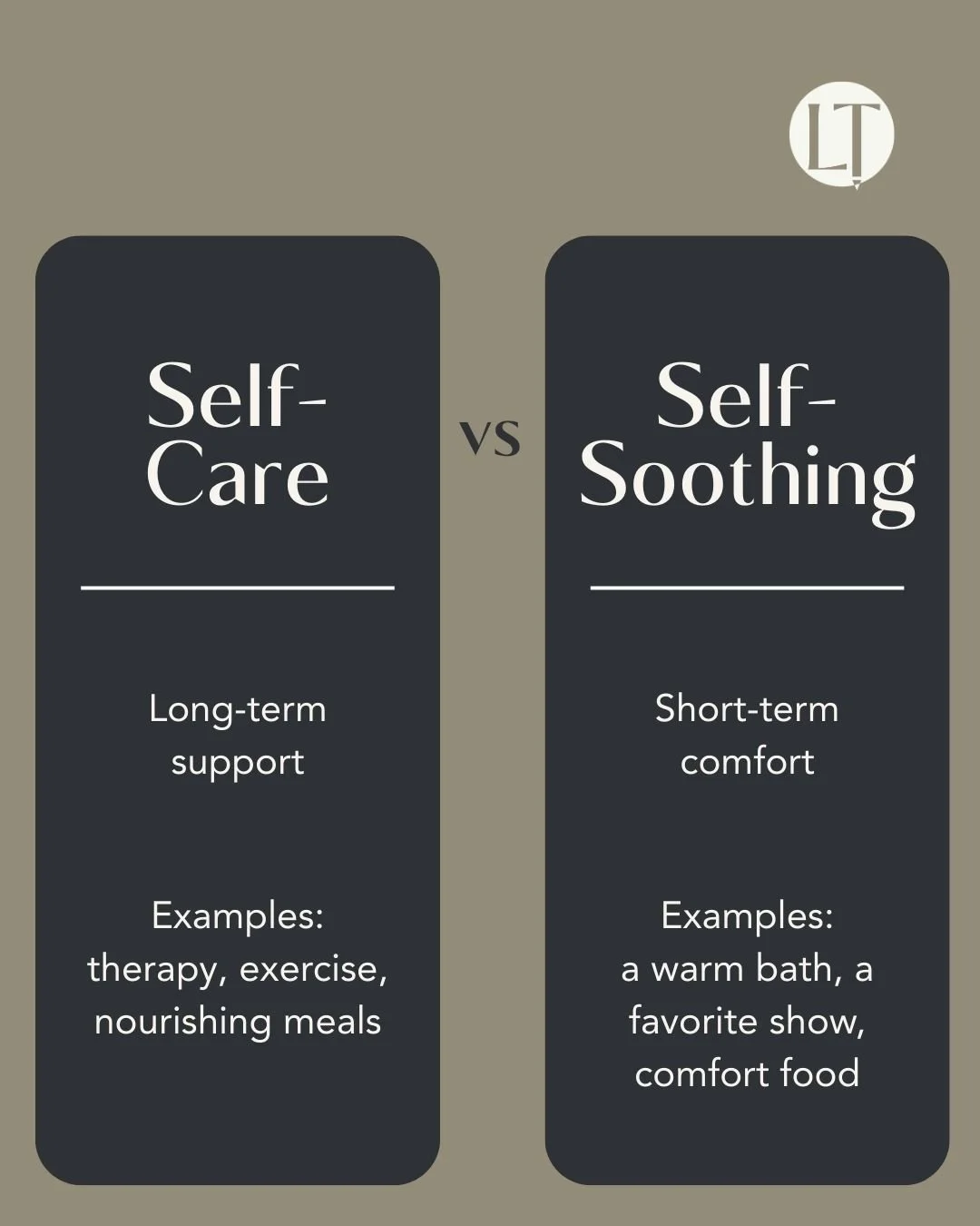 We often talk about self-care, but there&rsquo;s another side of healing: self-soothing.

Both have value. One nurtures your future self, the other helps your present self feel safe. Healing is about balance.