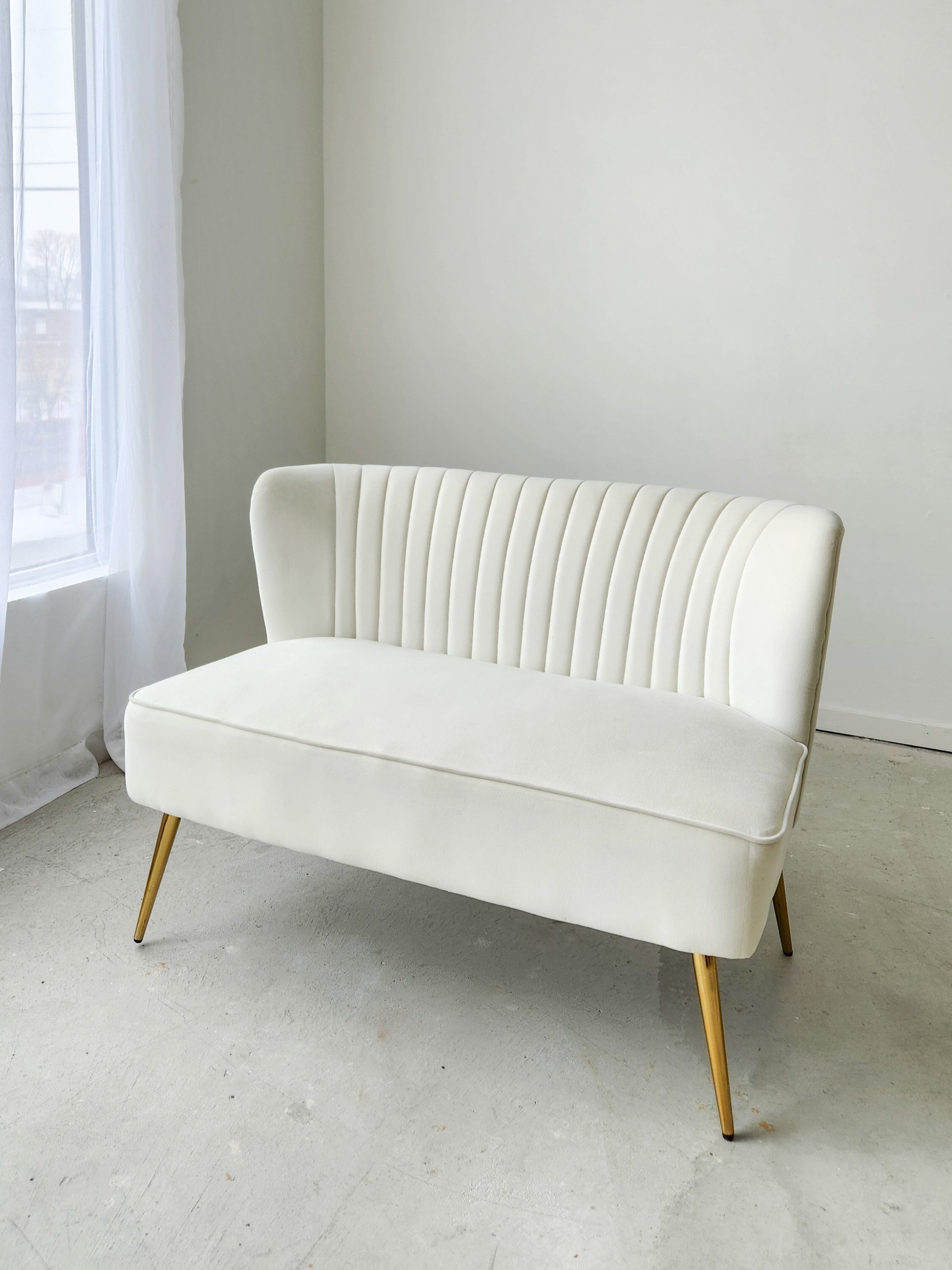 White Velvet Loveseat - $160