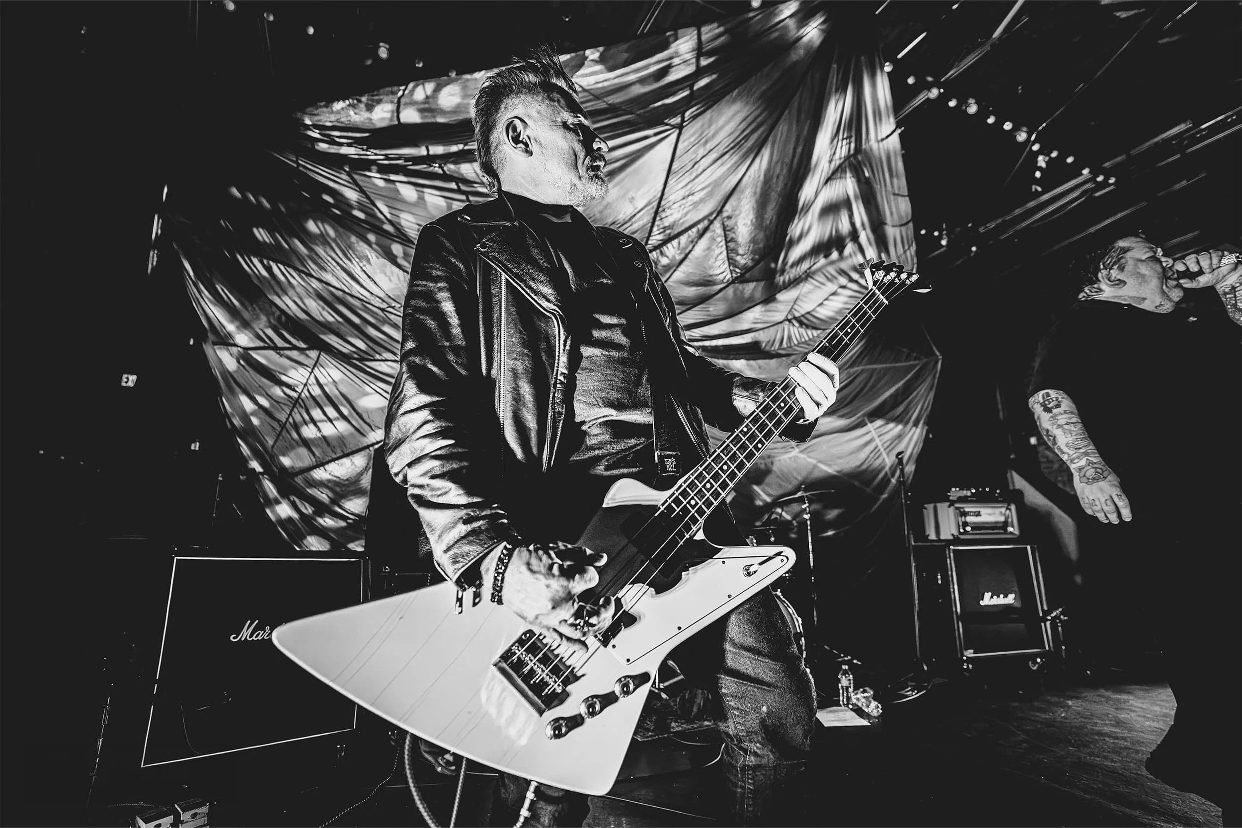 Bassist for the band Sheer Terror performing live