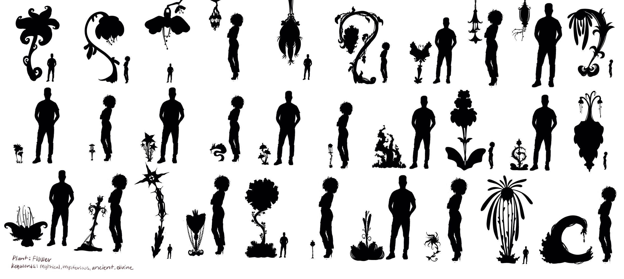 Plant silhouettes in scale
