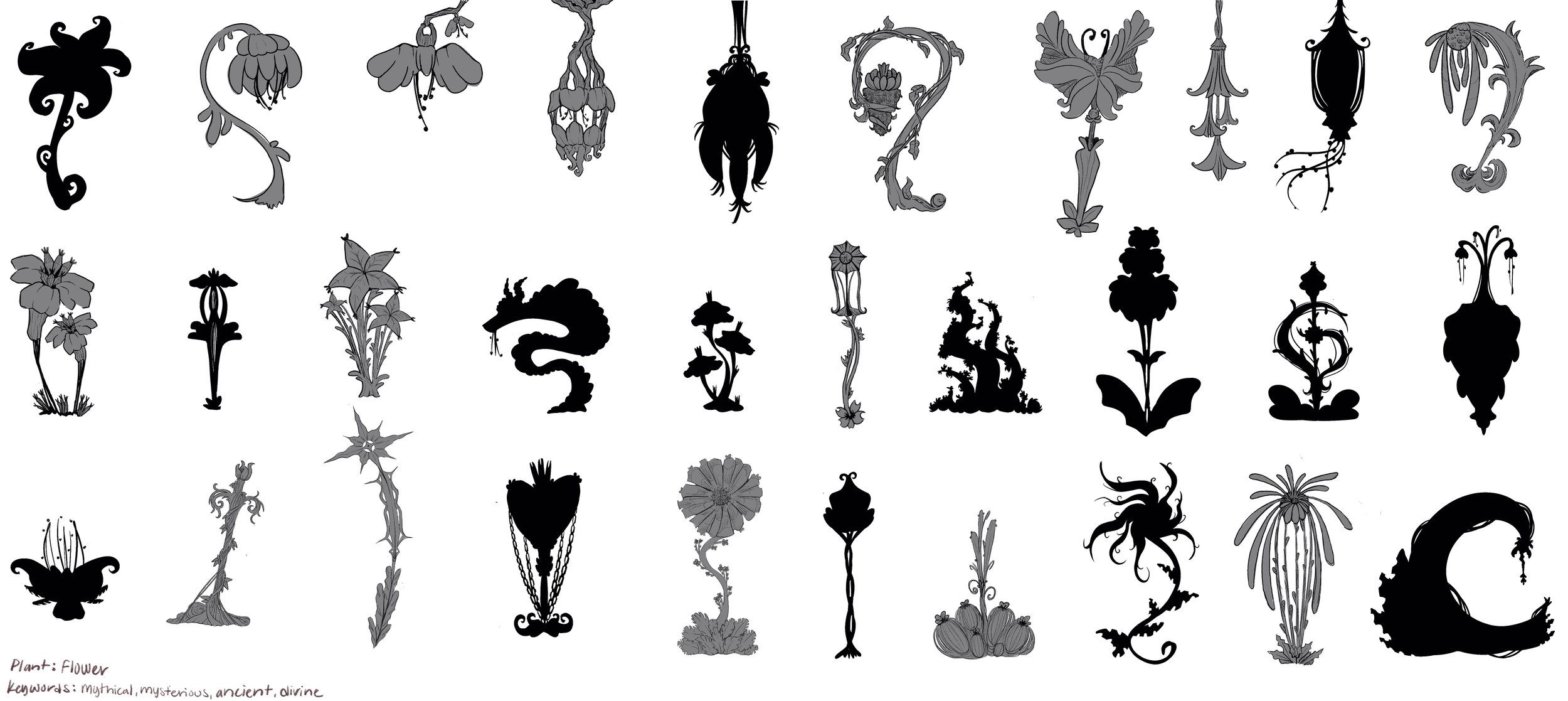 Plant silhouettes with some rough linework