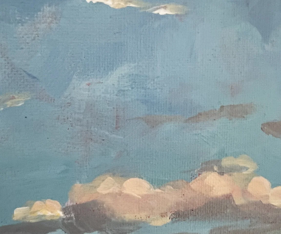 detail image of clouds in sky and brushstrokes