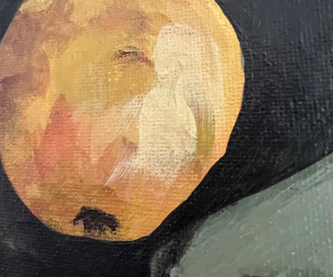 detail image of pear brushstrokes