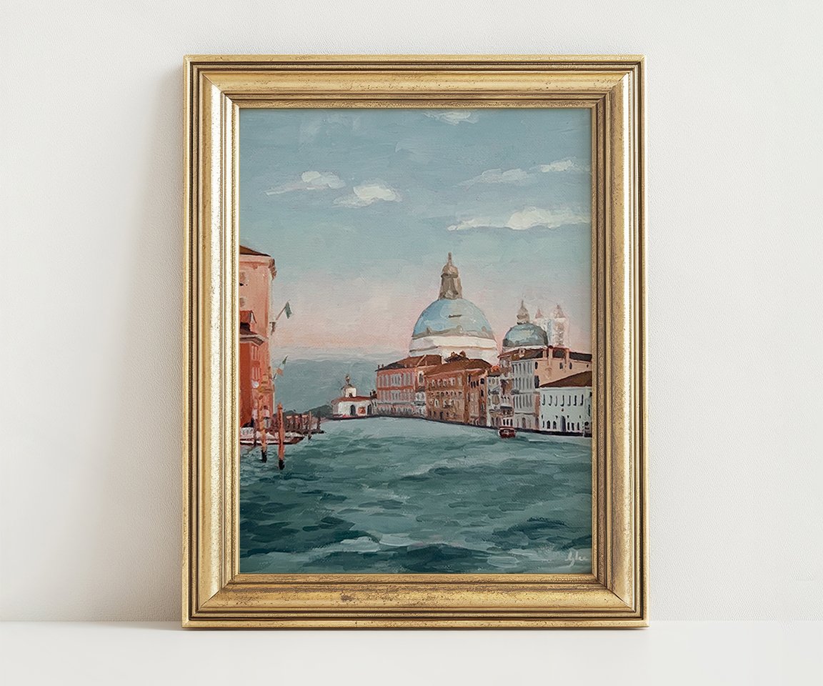 Gold framed print of Grand Canal painting