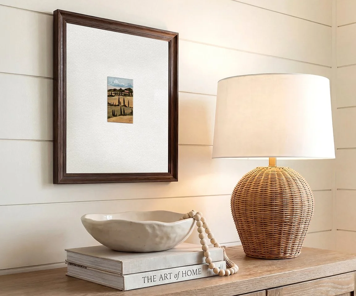 oversized framed 4x6 print of Tuscan countryside painting