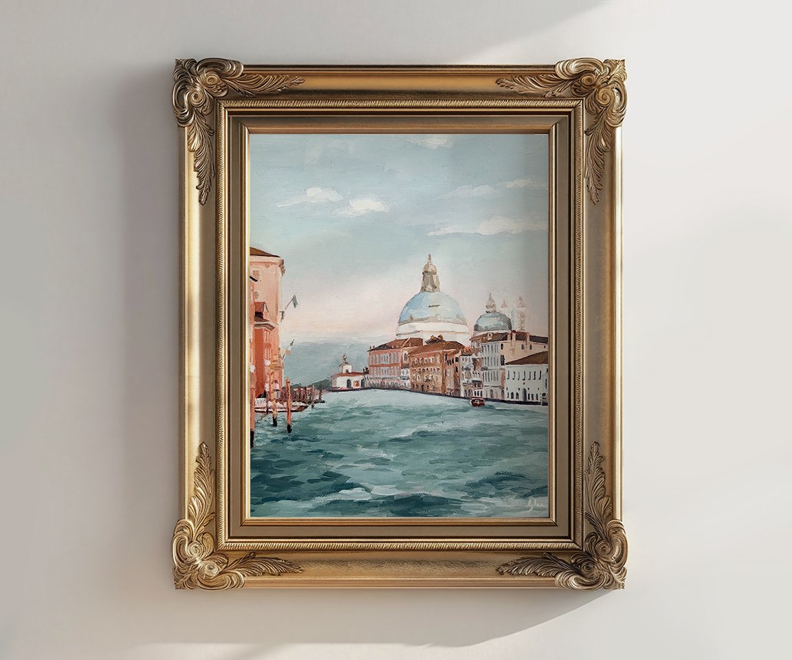 gold framed print of painting showing Grand Canal in Venice, Italy