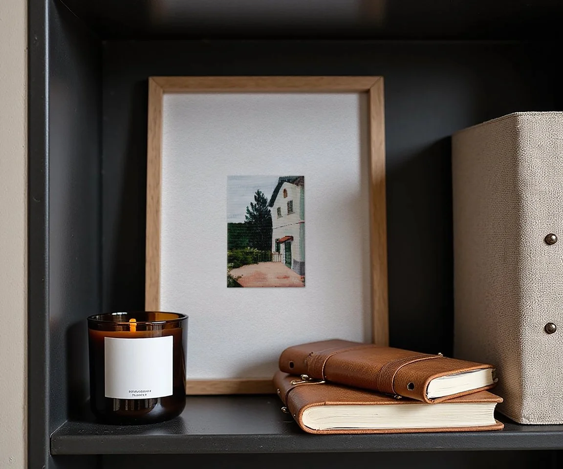 oversized framed 4x6 print of Italian villa painting