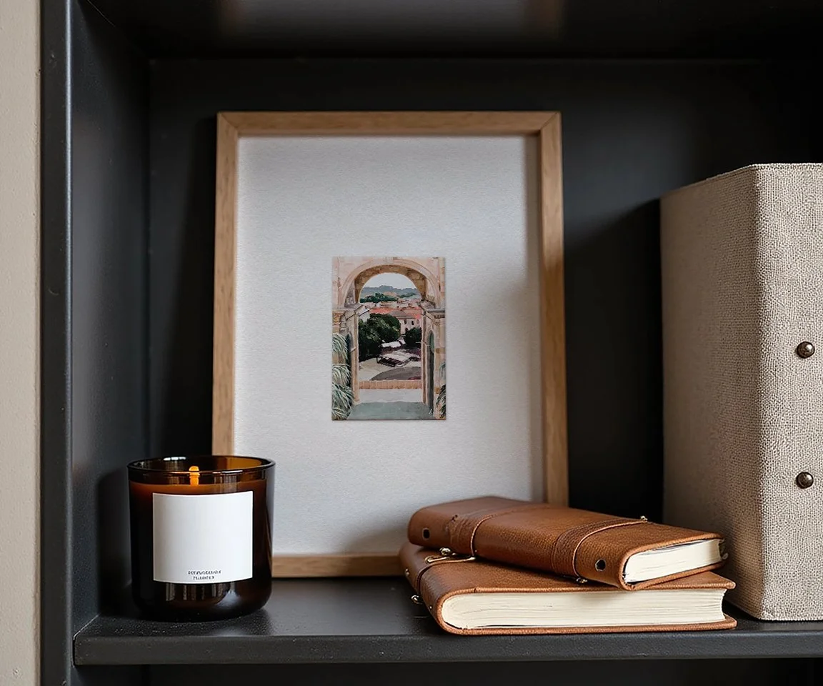 oversized framed 4x6 print of archway painting