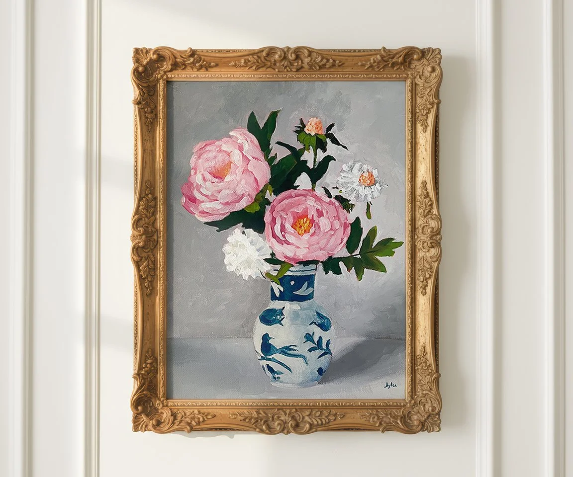 Fuschia Peonies Gold Frame Moulding.jpg
