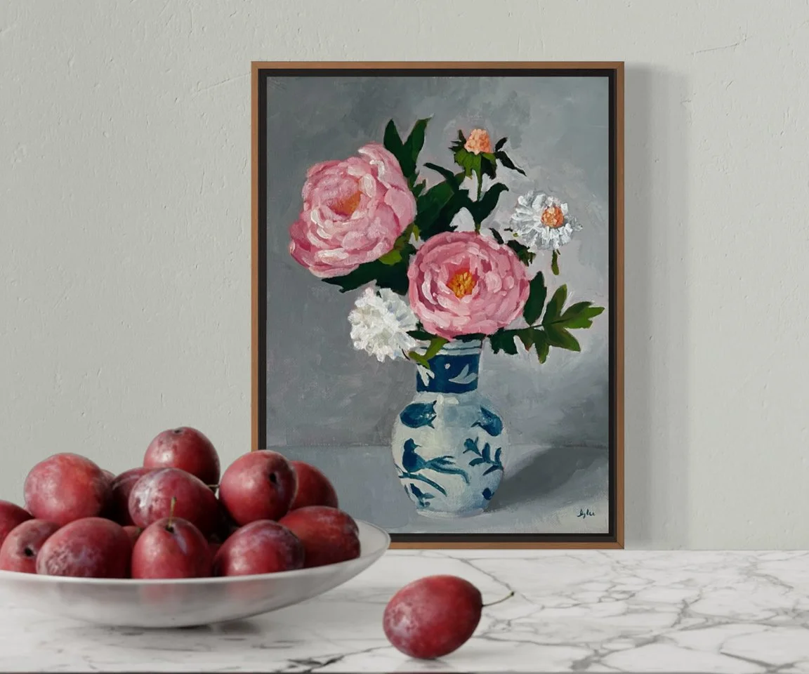 Fuschia Peonies Kitchen with Fruit.jpg