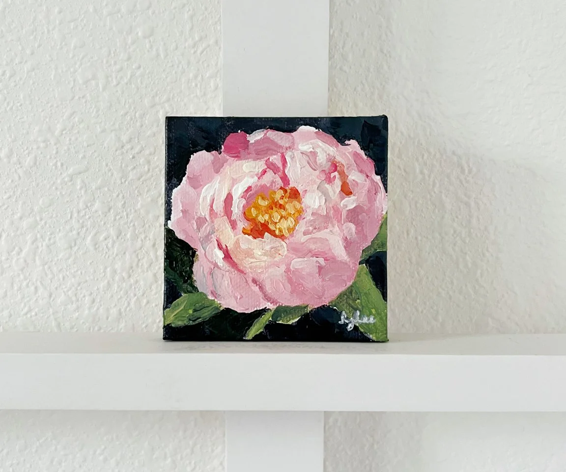 "Peony on Dark Charcoal" Original Painting
