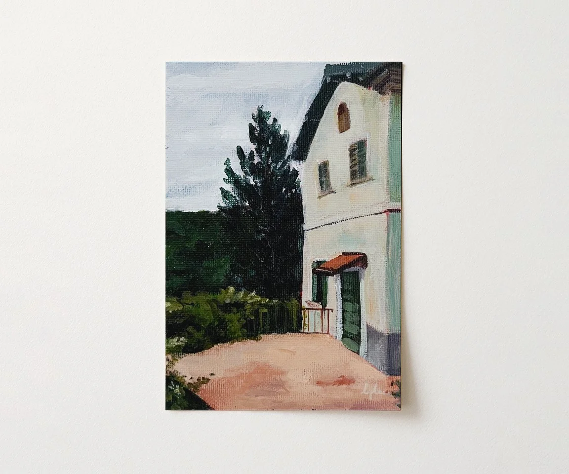 paper print of italian villa painting