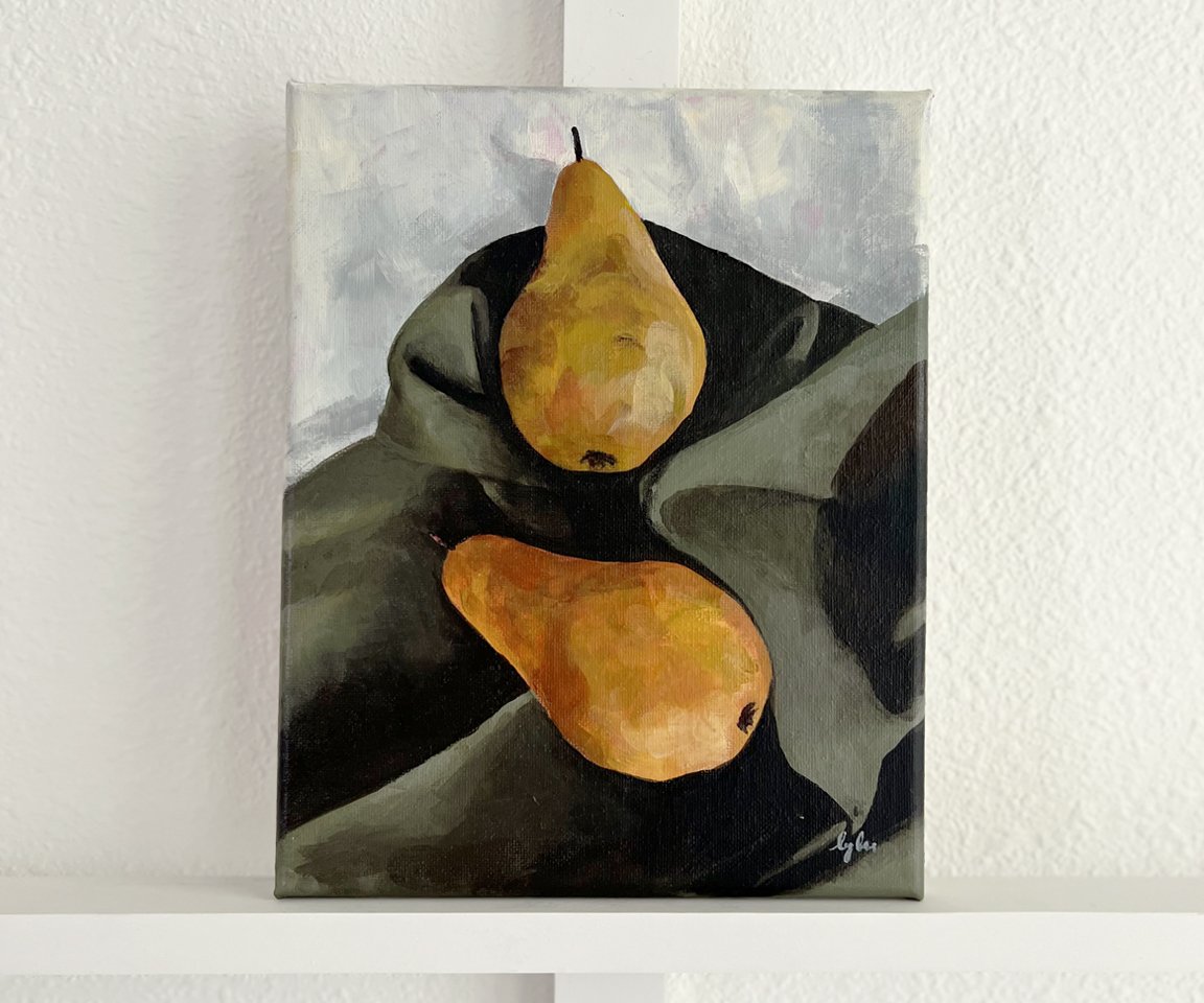 "Pears on Green" Original Painting