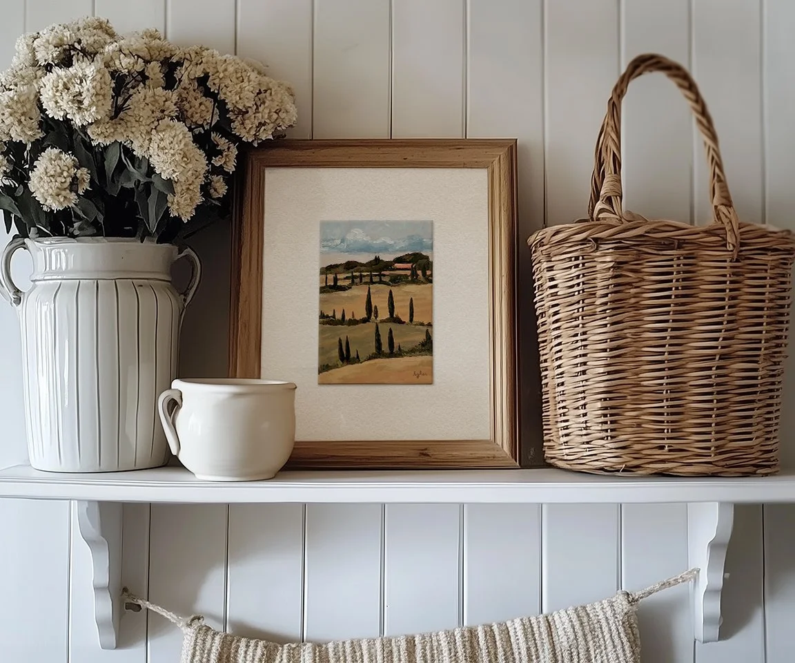 large framed 4x6 print of Italian countryside painting