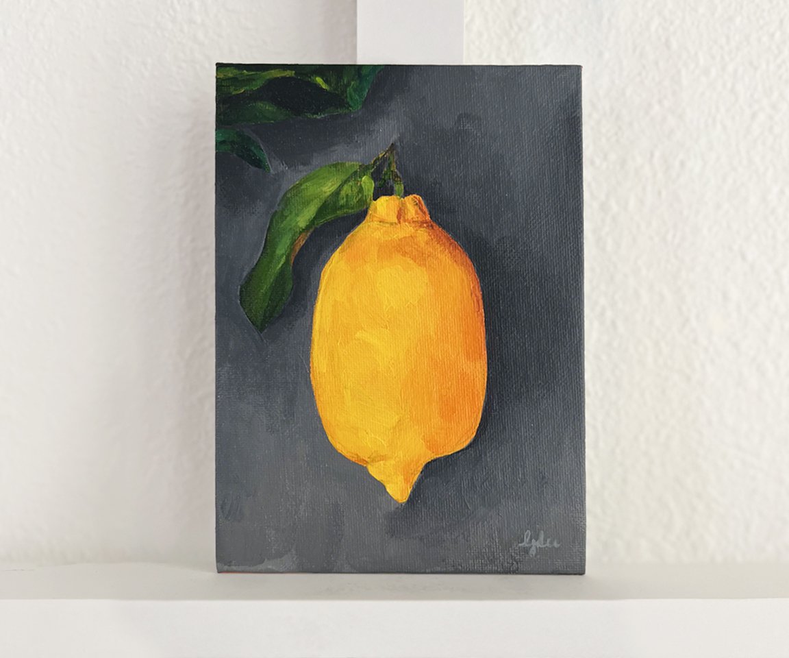 "Lemon on Gray" Original Painting
