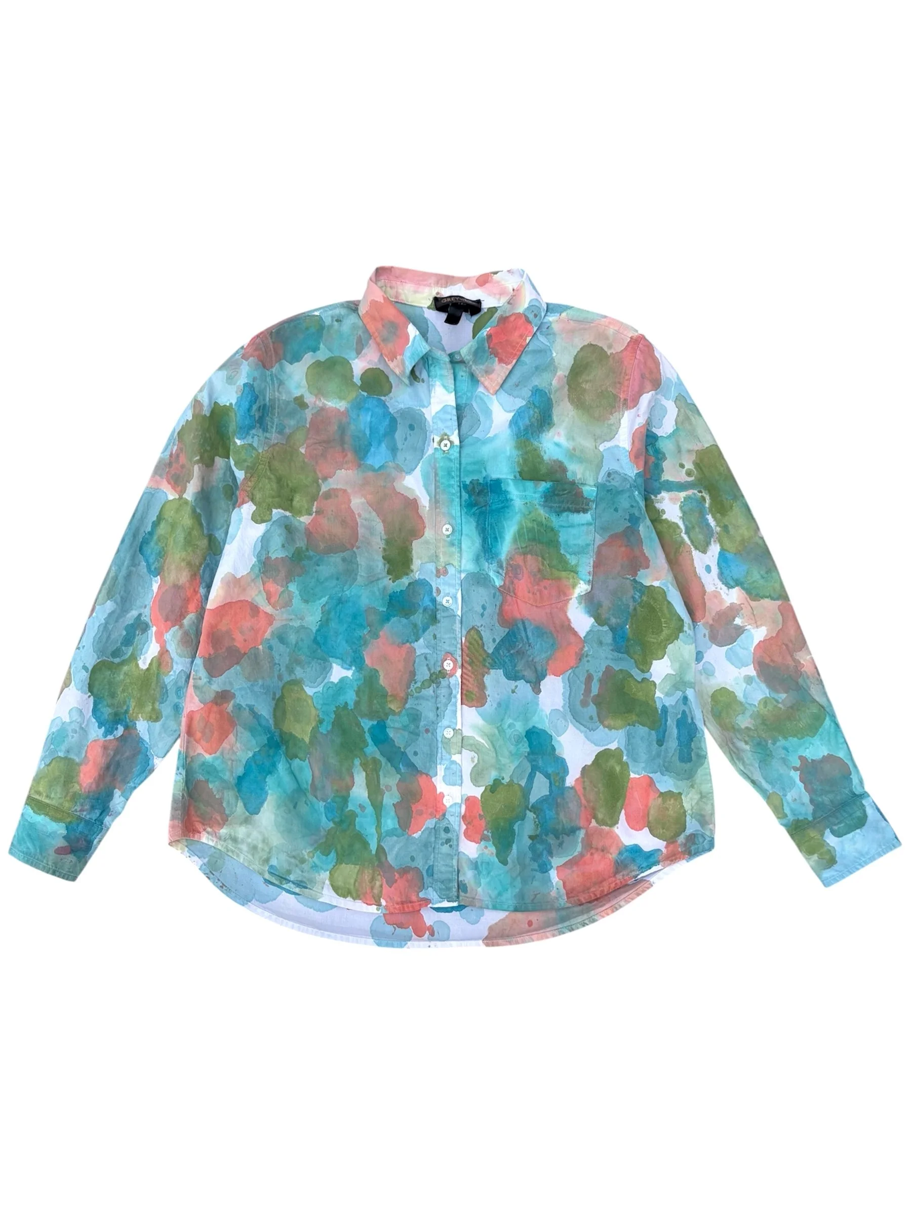 Hand-painted Blouse - Turquoise Fall